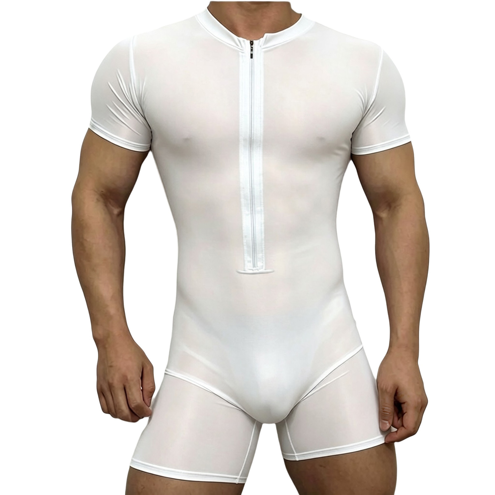 Yoga Fitness Fit Club - Mens Silky Stretchy Rompers Short Sleeve