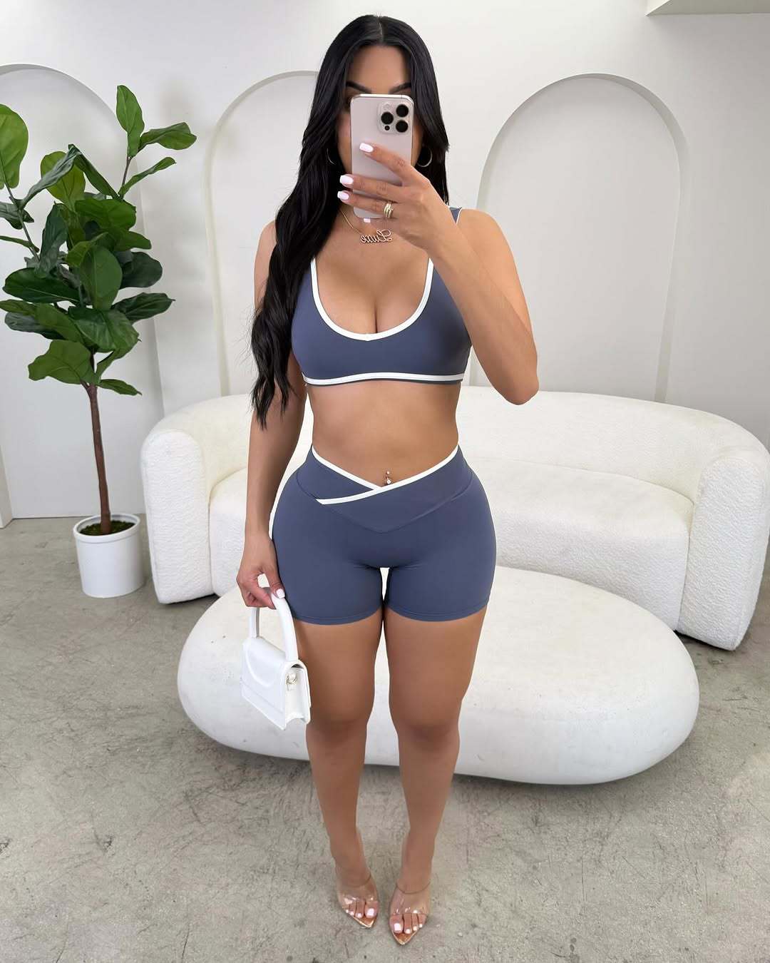 STYLISH LADY Contrast Trim Yog - Yoga Fitness Fit Club 评论和价格