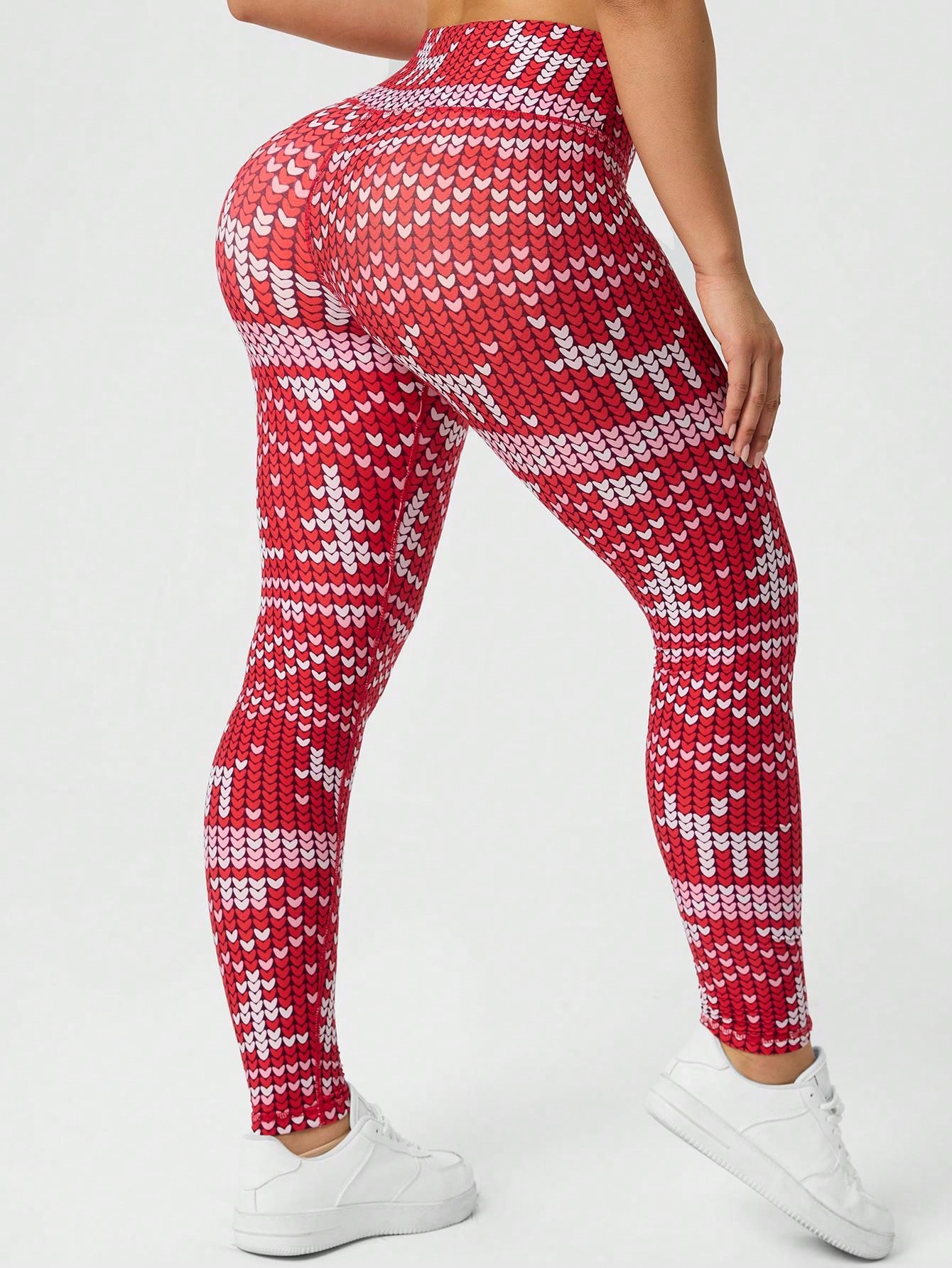 Womens Christmas Printed Leggi - Yoga Fitness Holiday 评论和价格