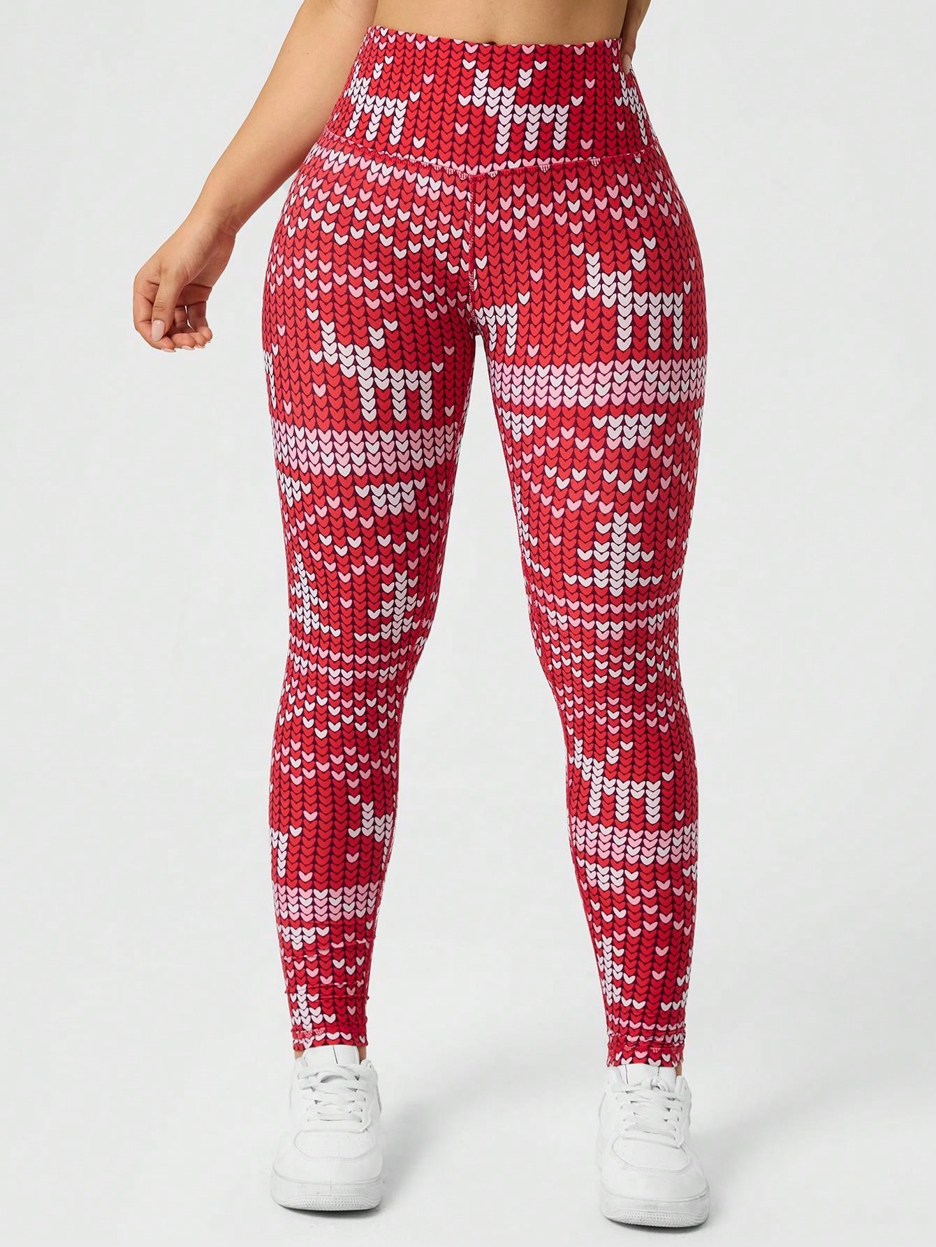 Womens Christmas Printed Leggi - Yoga Fitness Holiday 评论和价格