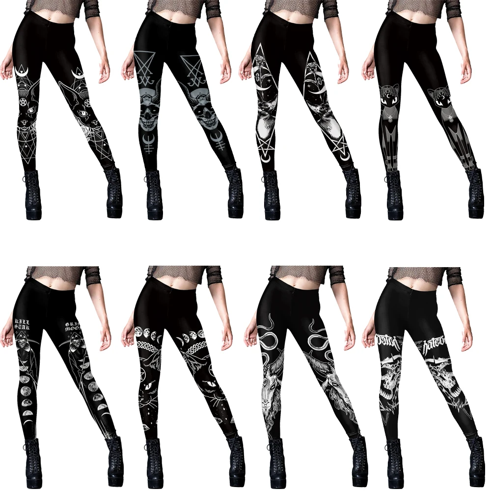 Gothic Women Leggings Sexy Mid - Yoga Fitness Holiday 评论和价格