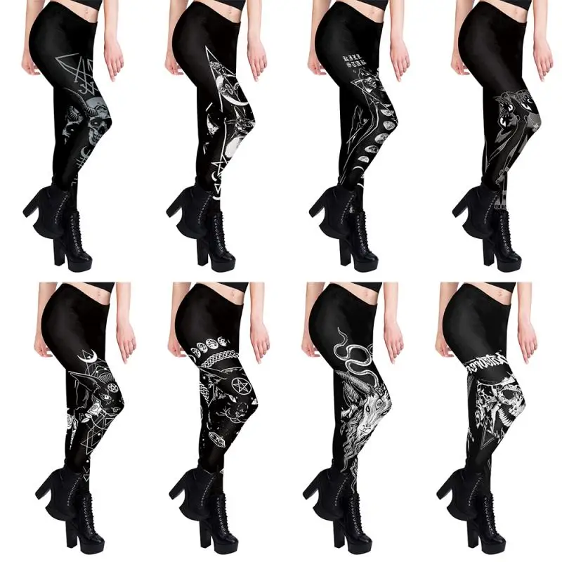 Gothic Women Leggings Sexy Mid - Yoga Fitness Holiday 评论和价格