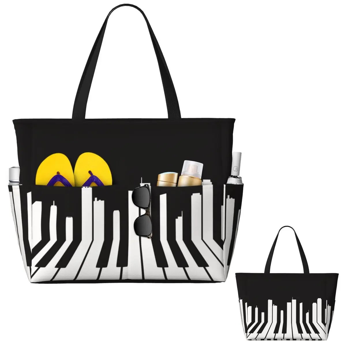 Piano City Music Beach Tote Ba - Yoga Fitness Music 评论和价格