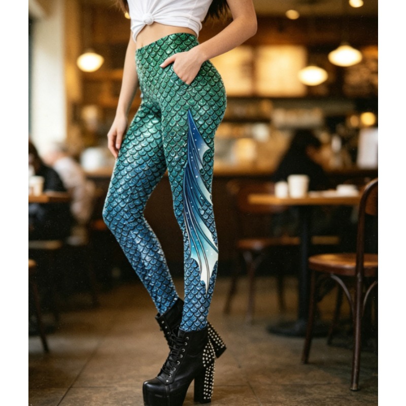 Mermaid Scale 3D Print Legging - Yoga Fitness Holiday 评论和价格