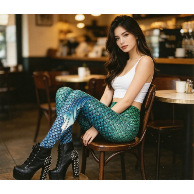 Mermaid Scale 3D Print Legging - Yoga Fitness Holiday 评论和价格