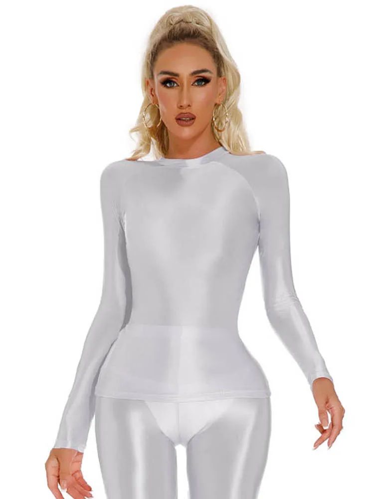 Glossy Shiny Elasitc Long Slee - Yoga Fitness Fit Club 评论和价格