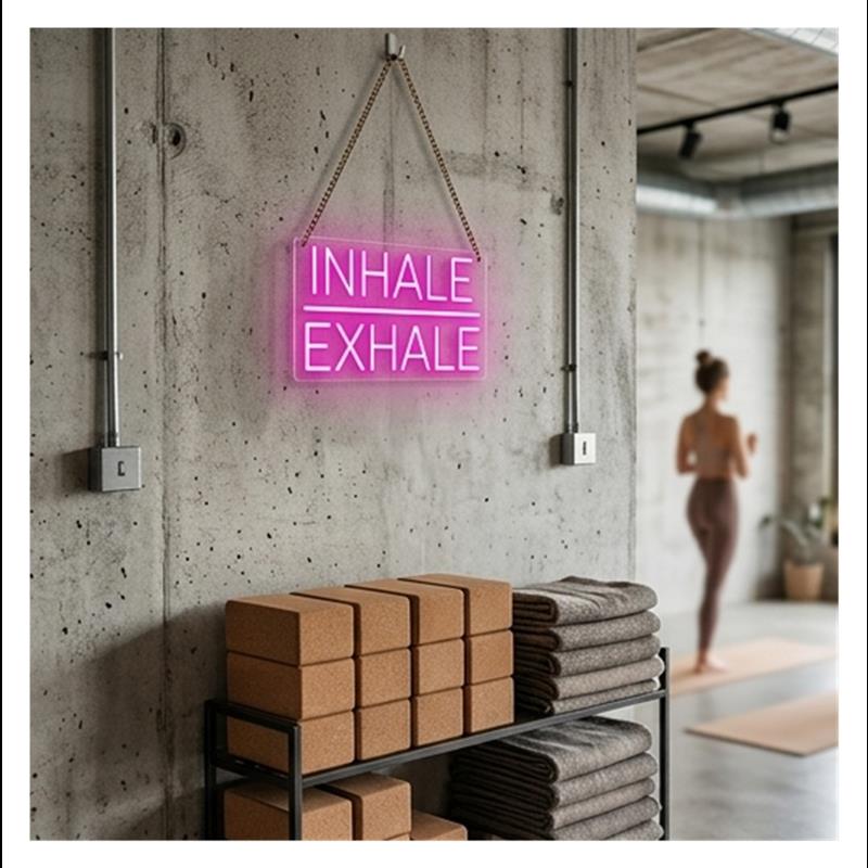 Inhale Exhale Neon Sign, Fitne - Yoga Fitness Holiday 评论和价格