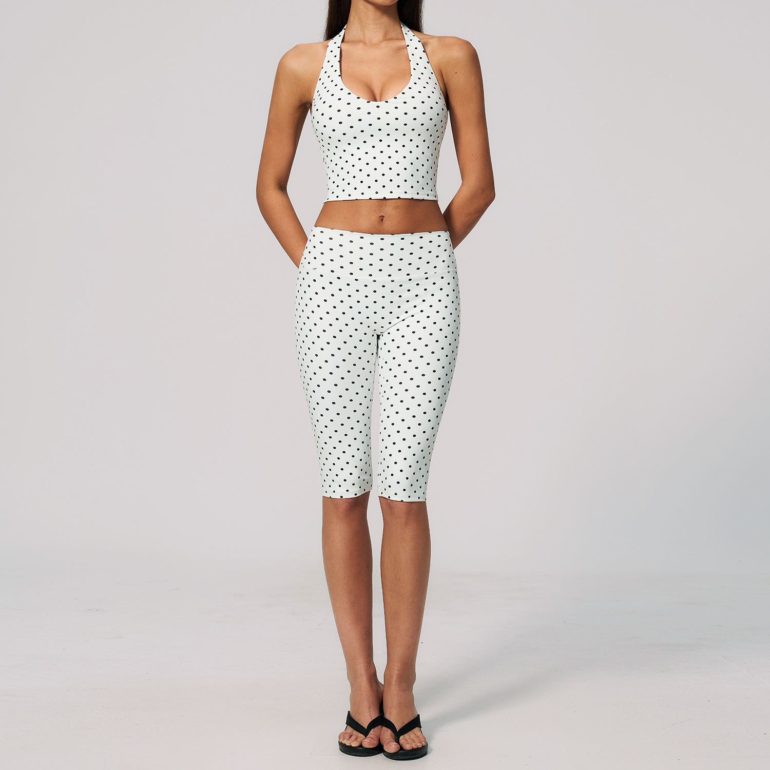 STYLISH LADY Polka Dot Halter  - Yoga Fitness Fit Club 评论和价格